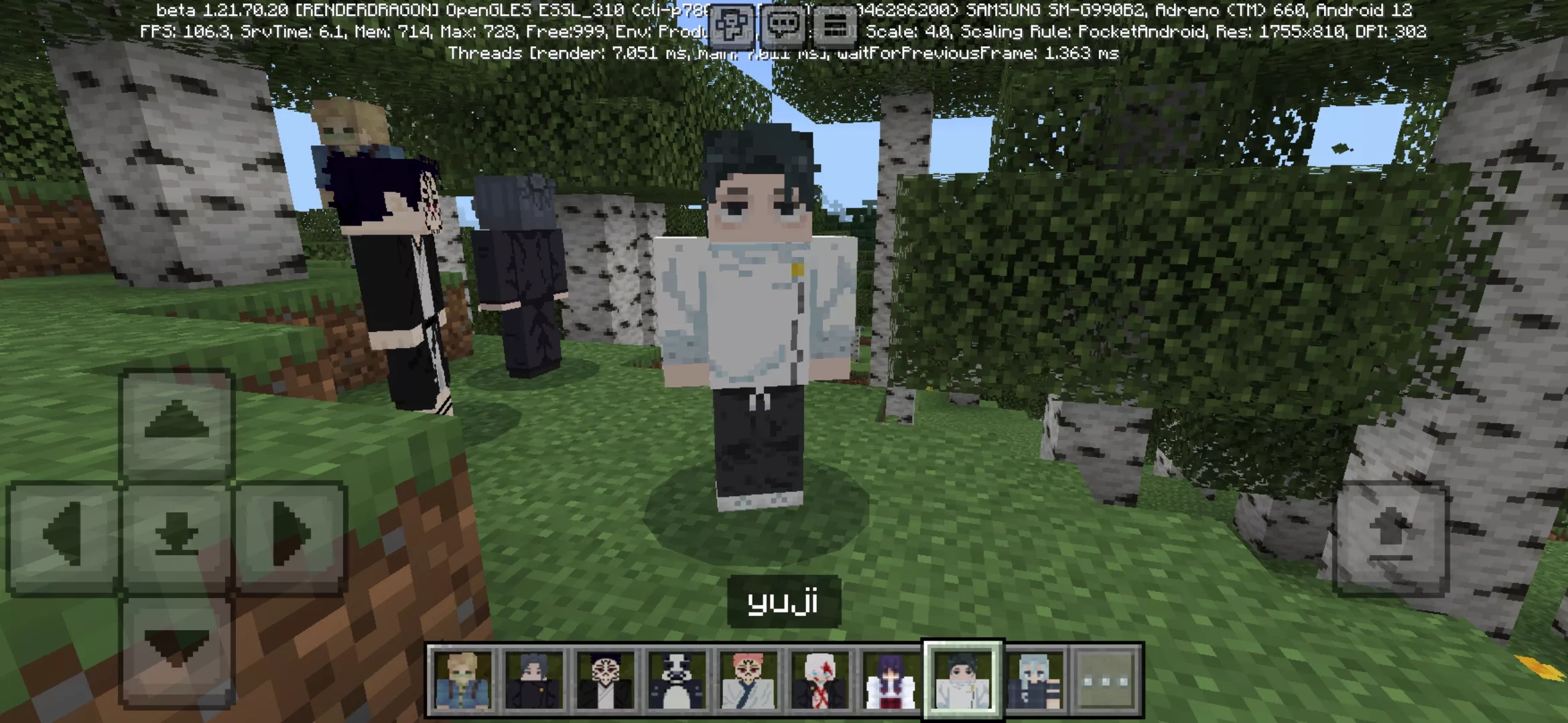 Yuji from Jujutsu Collection Mod for Minecraft PE