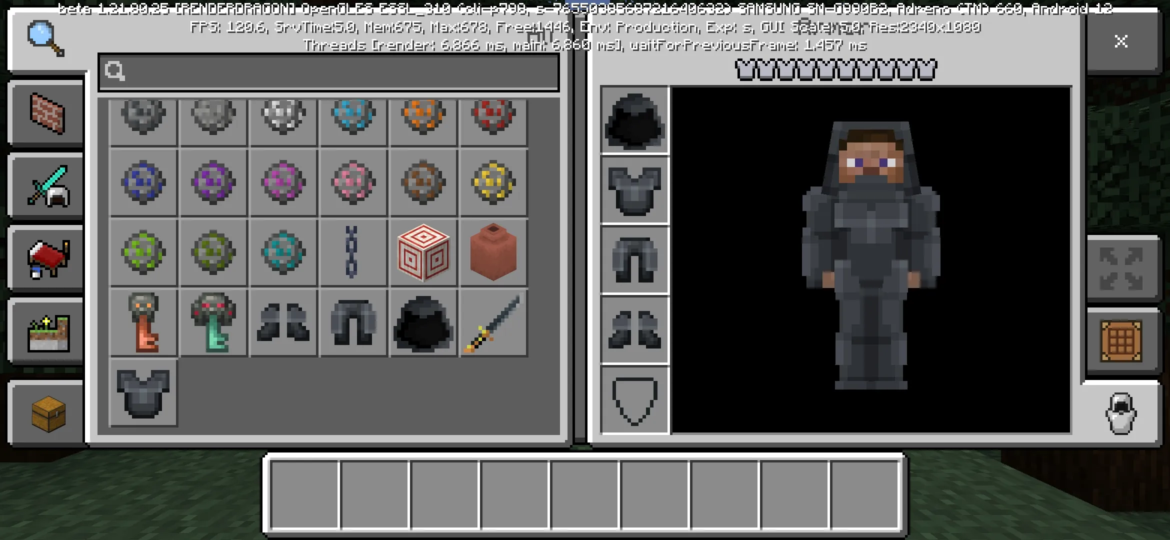 Inventory from Assassins Mod for Minecraft PE