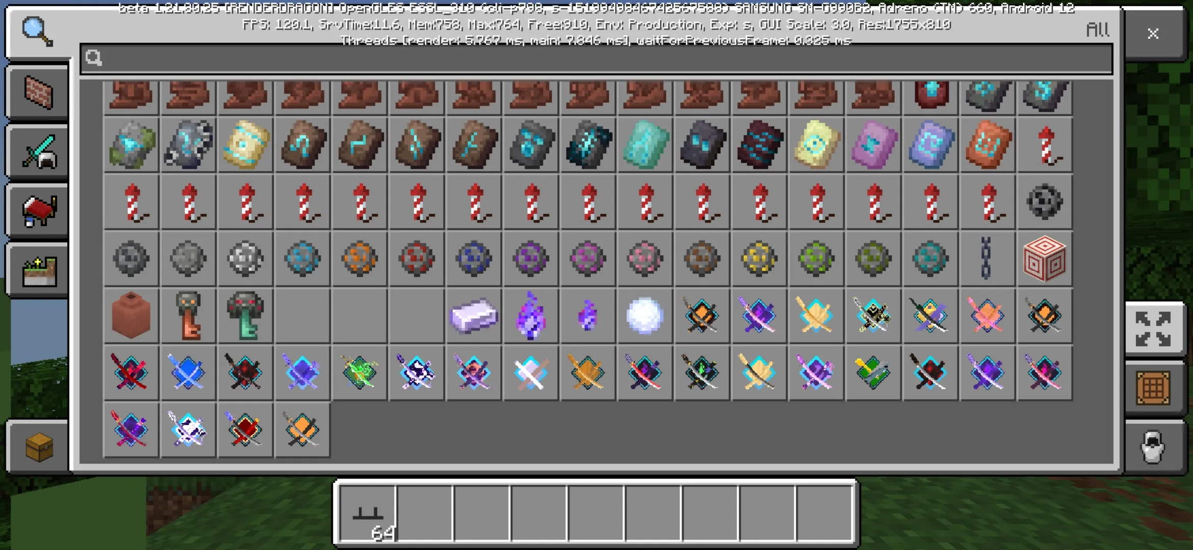 Inventory from Slash Blade Mod for Minecraft PE