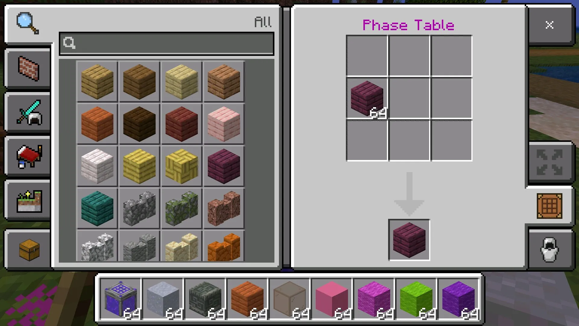 Craft from cheat blocks from Minecraft PE 1.21