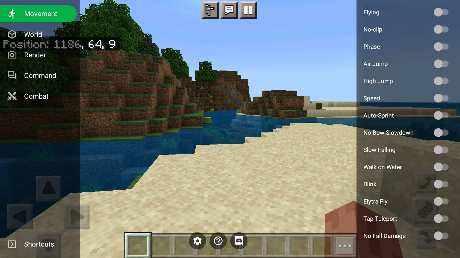 Movement from cheat toolbox from Minecraft PE 1.21