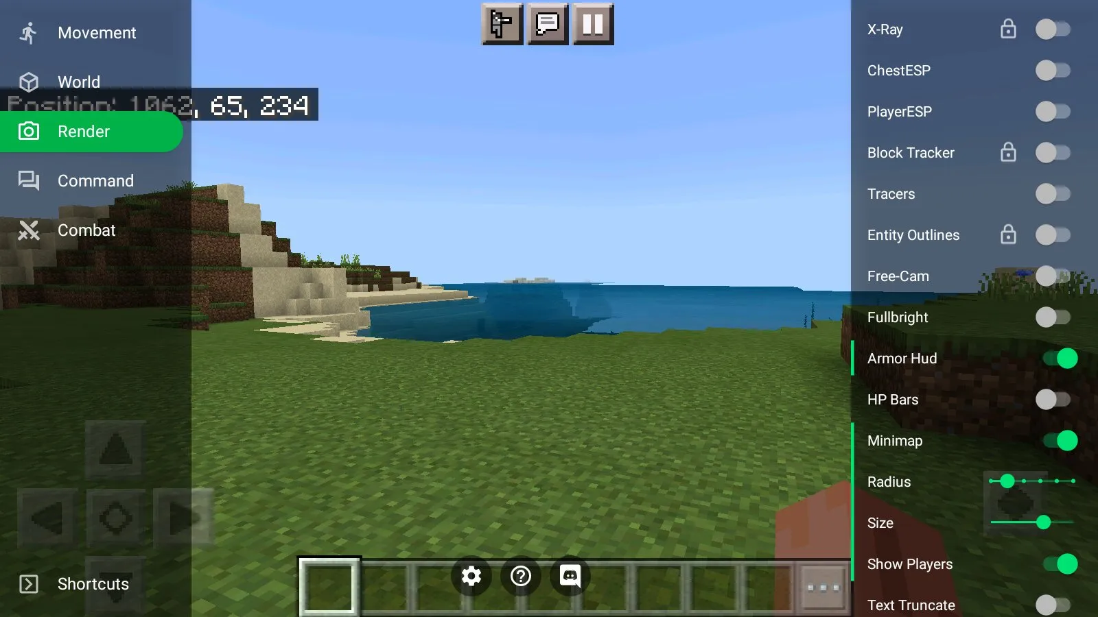 Render from cheat toolbox from Minecraft PE 1.21