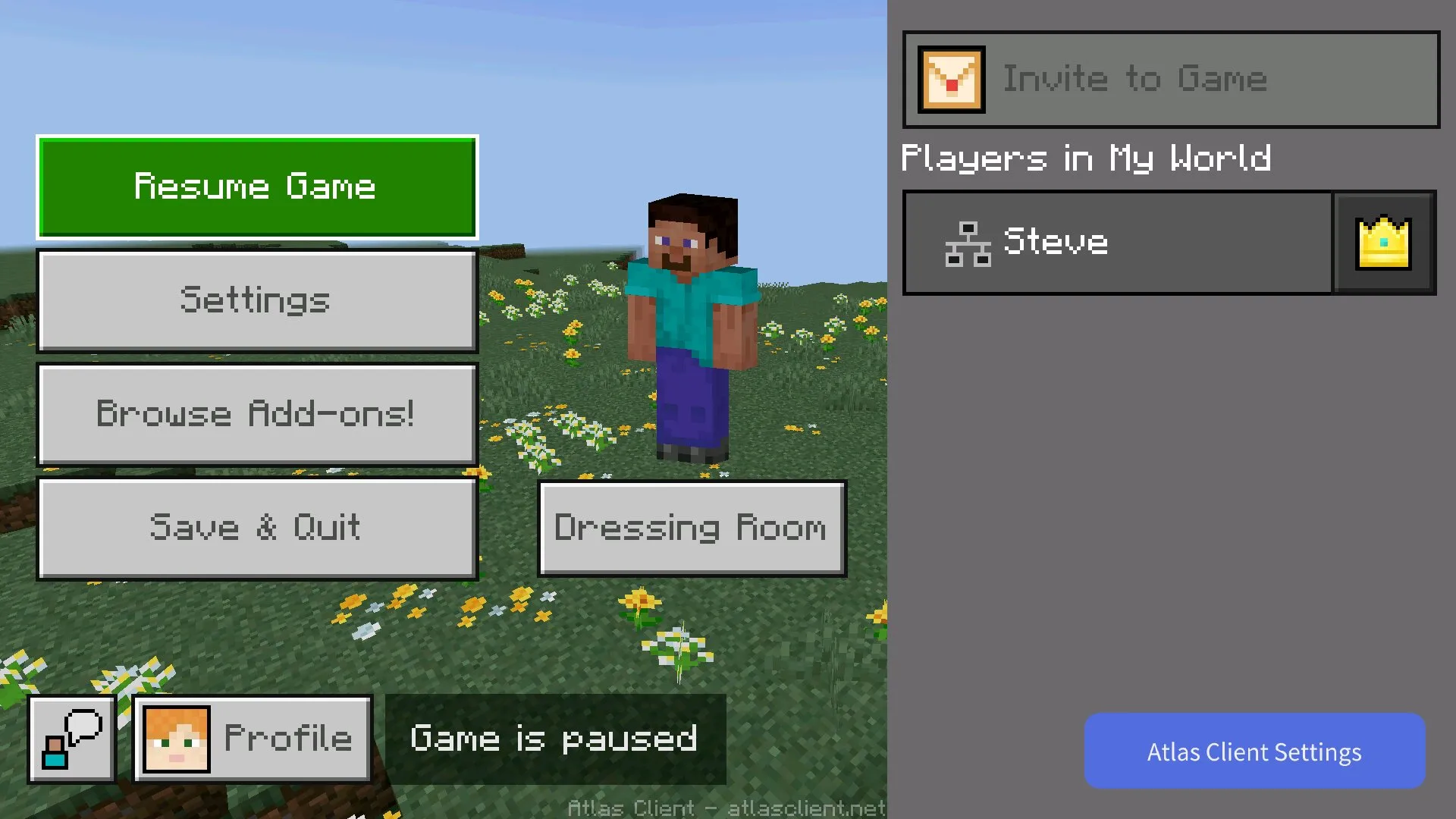 Turning on from client atlas from Minecraft PE