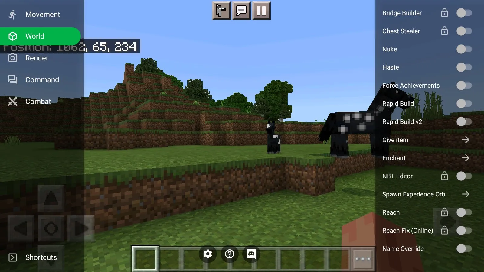 World from cheat toolbox from Minecraft PE 1.21